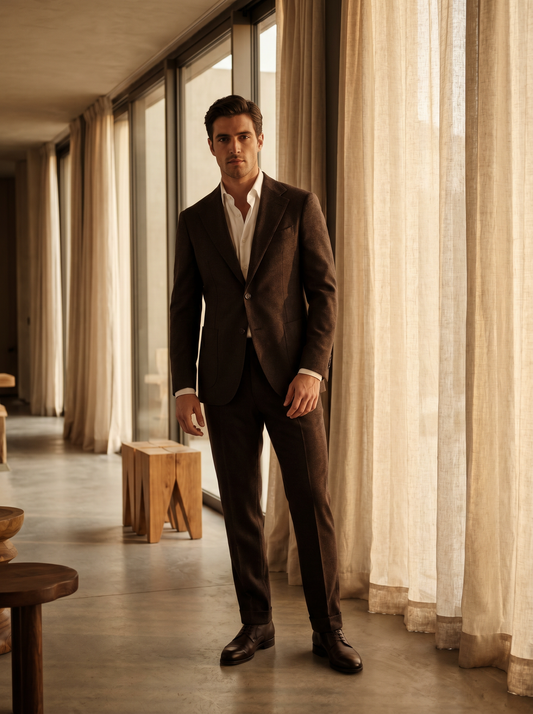 Espresso Wool Suit — Custom Made to Measure - front view