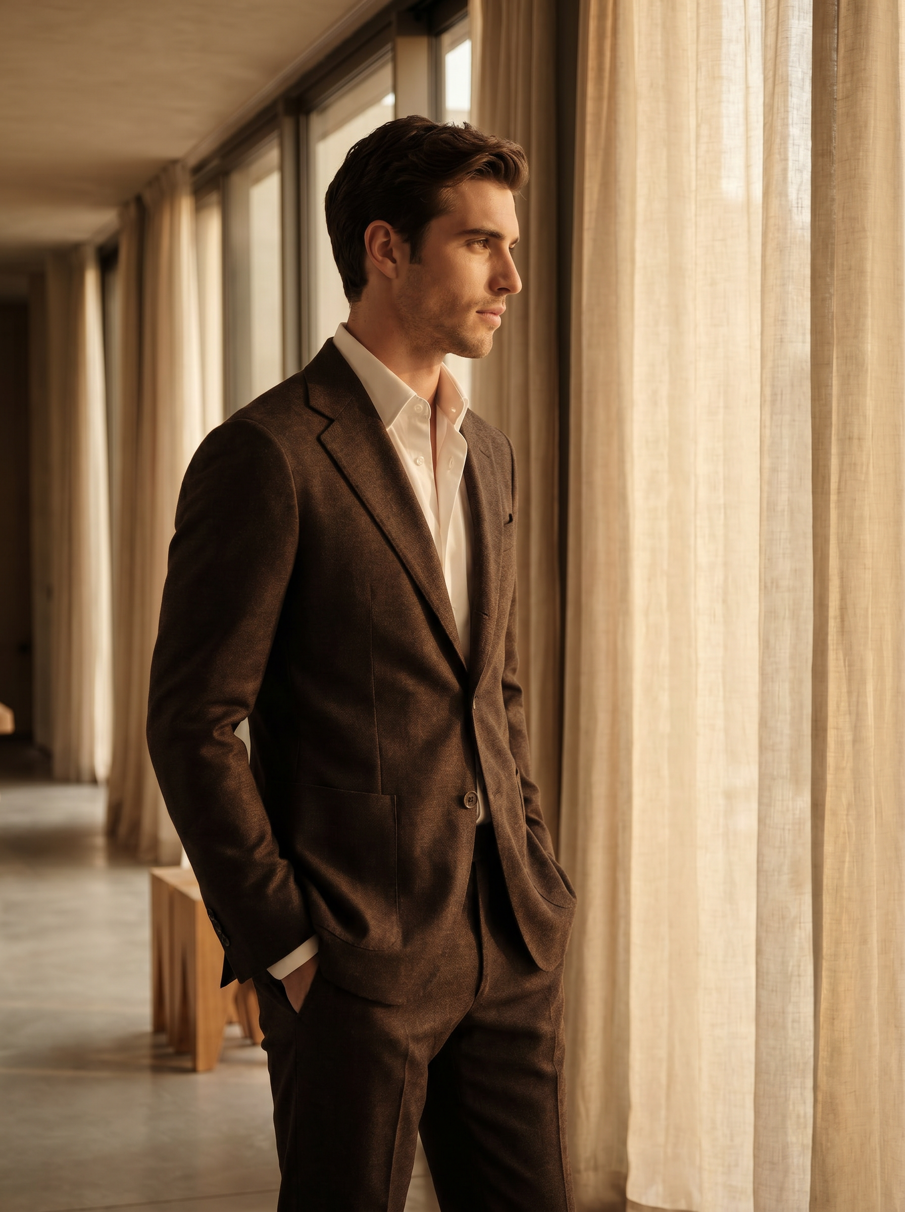 Espresso Wool Suit — Custom Made to Measure - side view