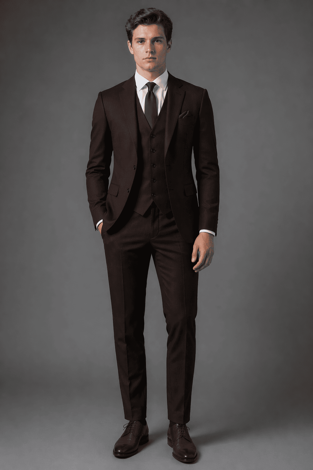 Espresso Cotton Slim Fit Suit — Custom Made to Measure