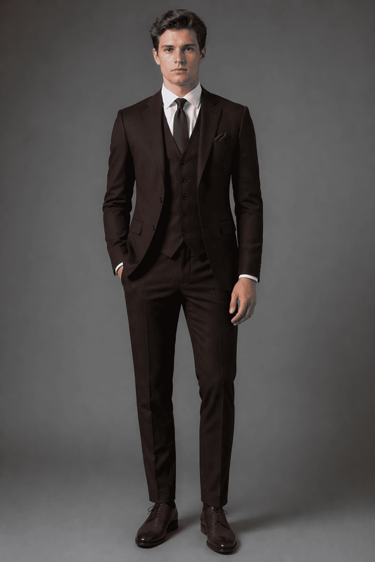 Espresso Cotton Slim Fit Suit — Custom Made to Measure