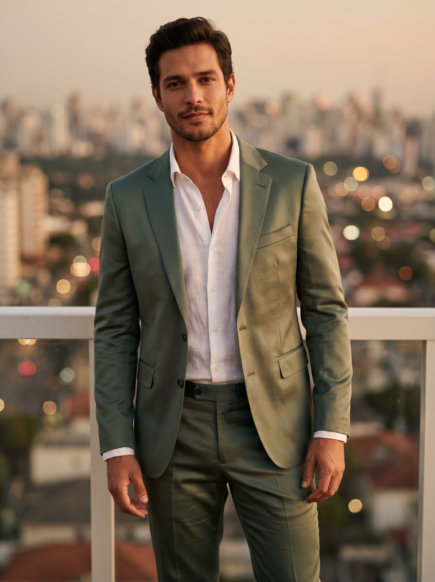 Eucalyptus Green Silk Blend Suit — Custom Made to Measure - front view