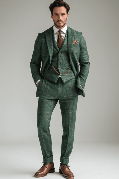 Eucalyptus Green Flannel Suit — Custom Made to Measure