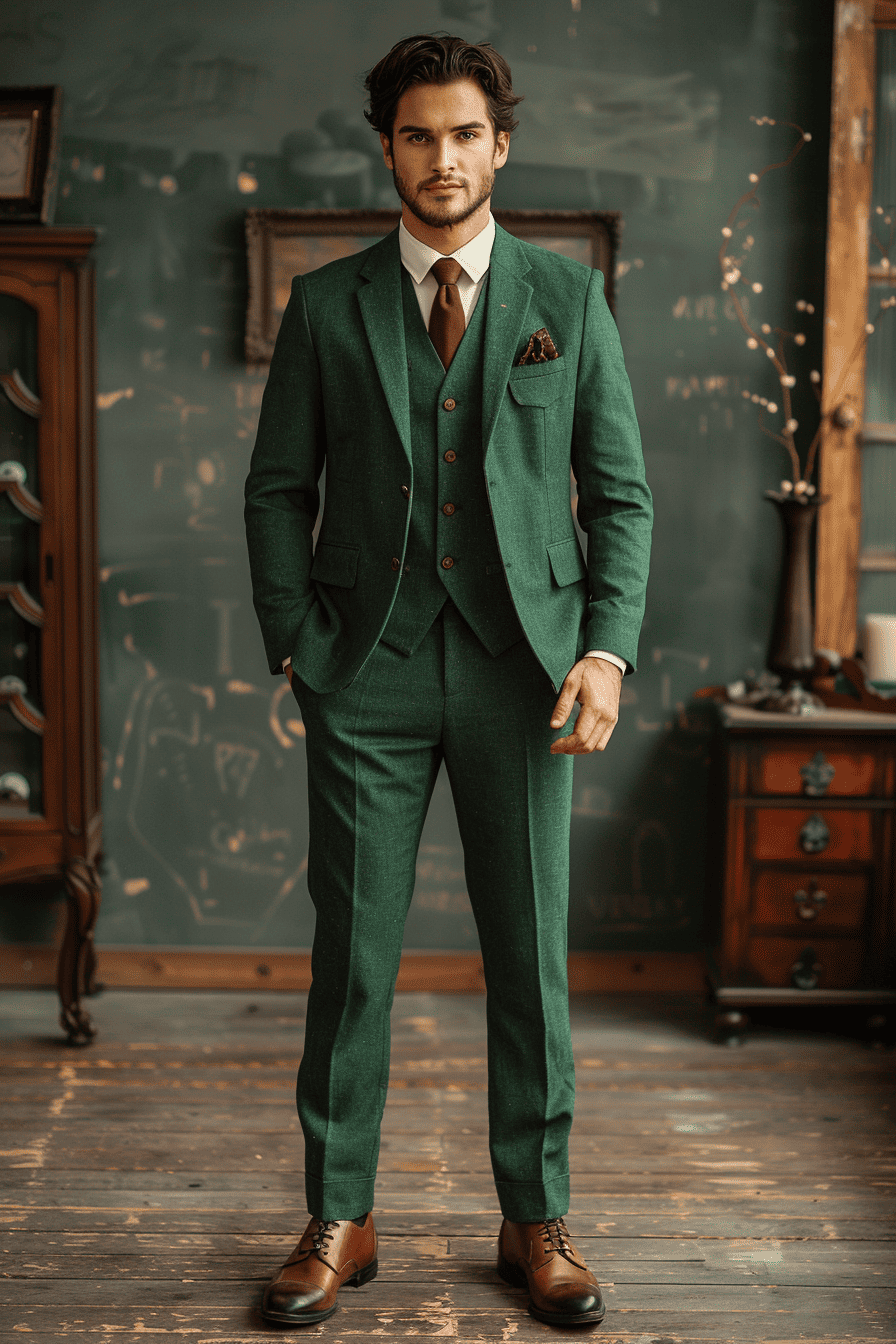 Eucalyptus Green Linen Graduation Suit — Custom Made to Measure