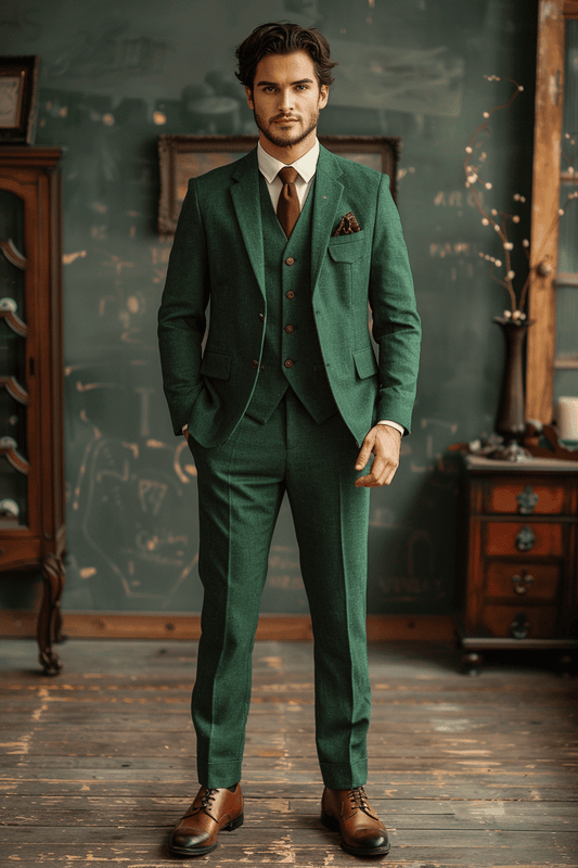 Eucalyptus Green Linen Graduation Suit — Custom Made to Measure