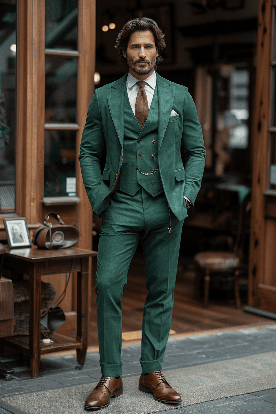 Eucalyptus Green Velvet Cocktail Party Suit — Custom Made to Measure