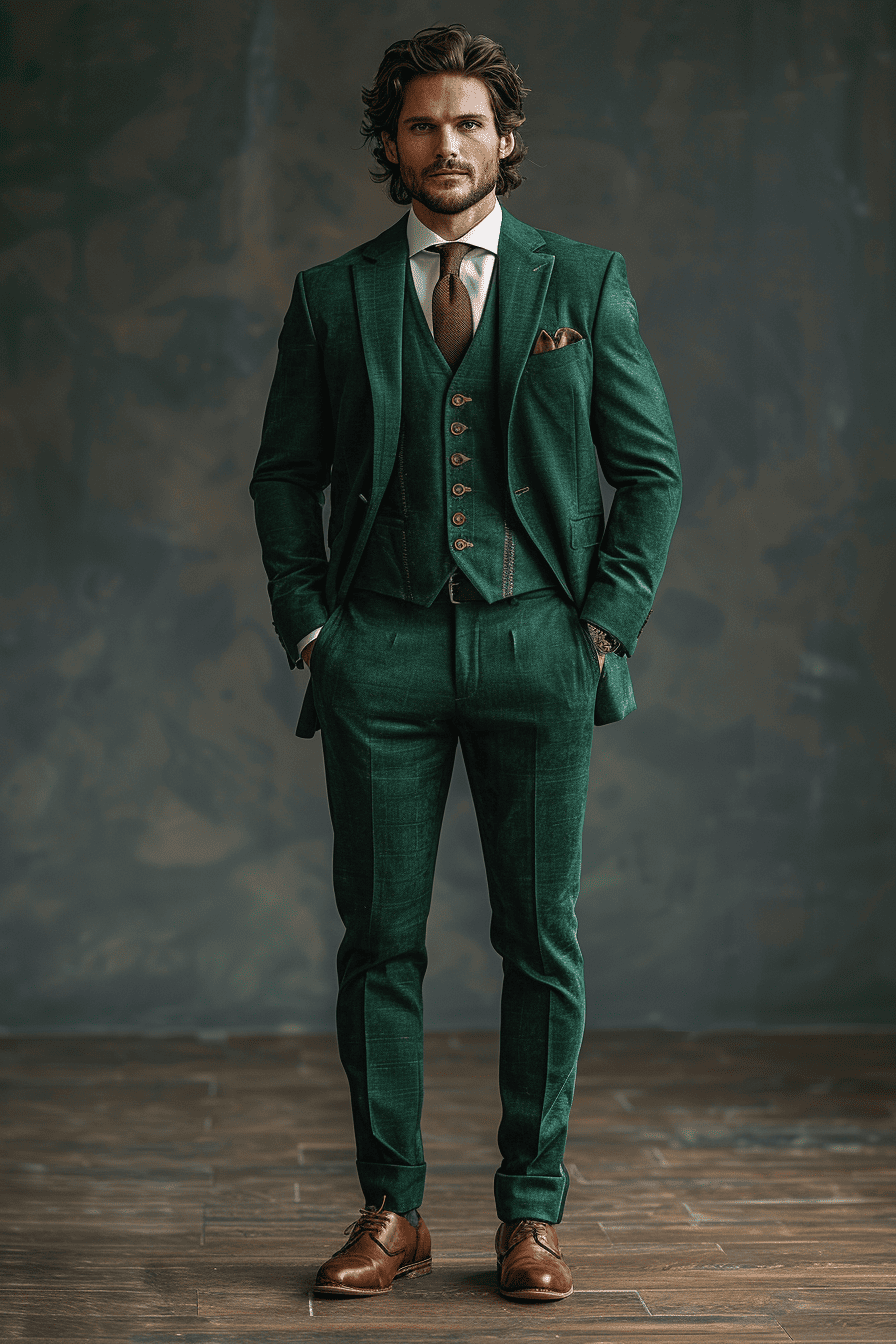 Eucalyptus Green Velvet Graduation Suit — Custom Made to Measure