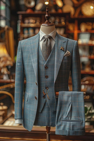 Men's Sky Blue Wool Suit — Custom Made to Measure | SuitedNoir — 2