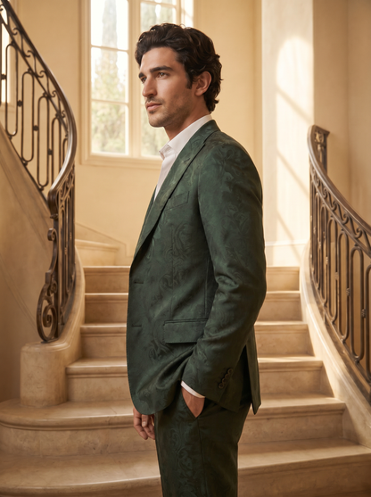Forest Green Silk Blend Suit — Custom Made to Measure - side view