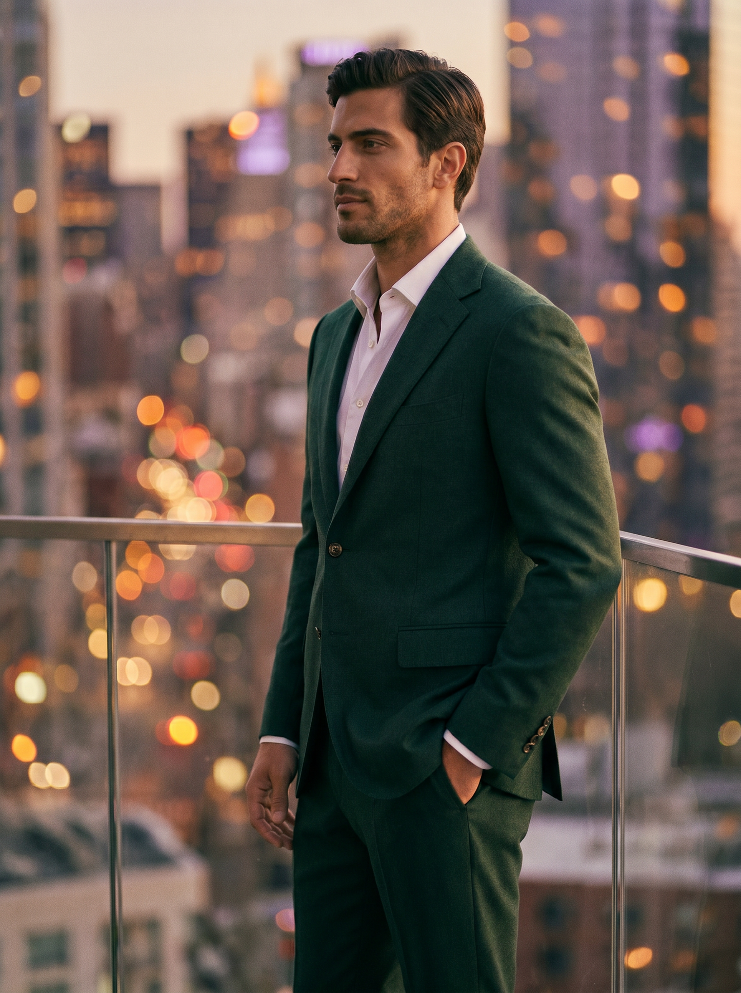 Forest Green Wool Suit — Custom Made to Measure - side view