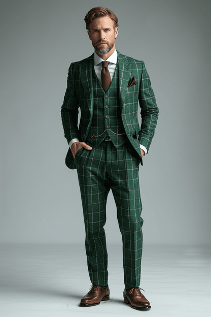 Forest Green Flannel Suit — Custom Made to Measure