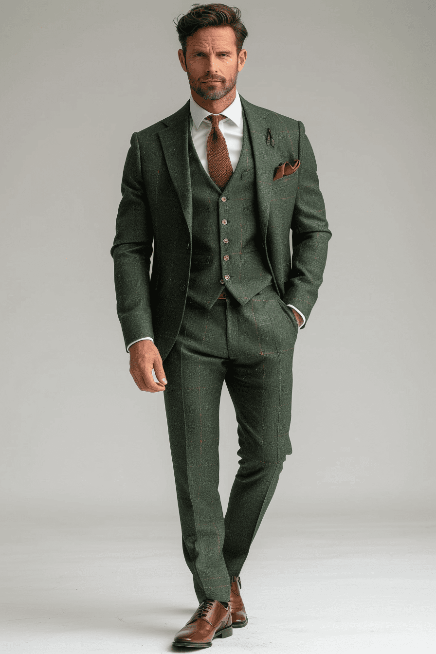 Forest Green Cotton Father of the Bride Suit — Custom Made