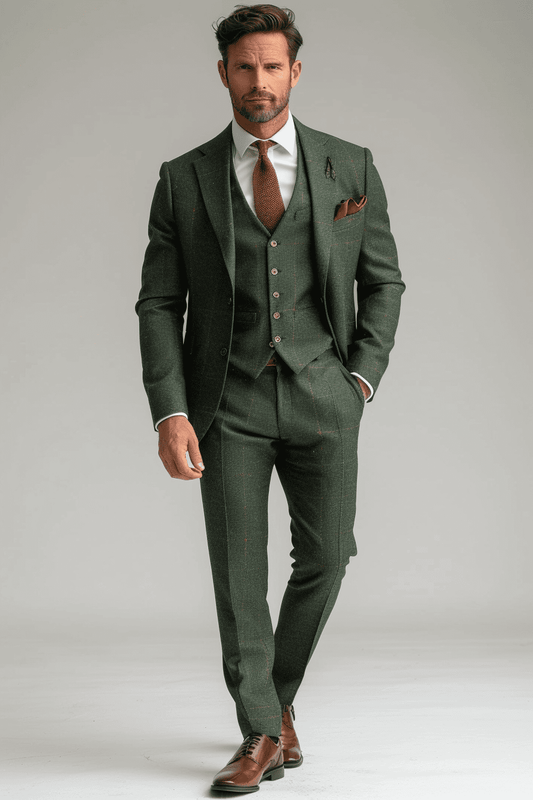 Forest Green Cotton Father of the Bride Suit — Custom Made