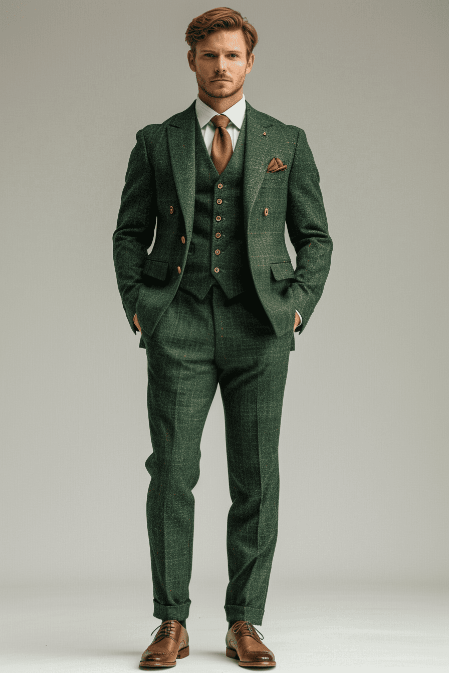 Forest Green Cotton Graduation Suit — Custom Made to Measure
