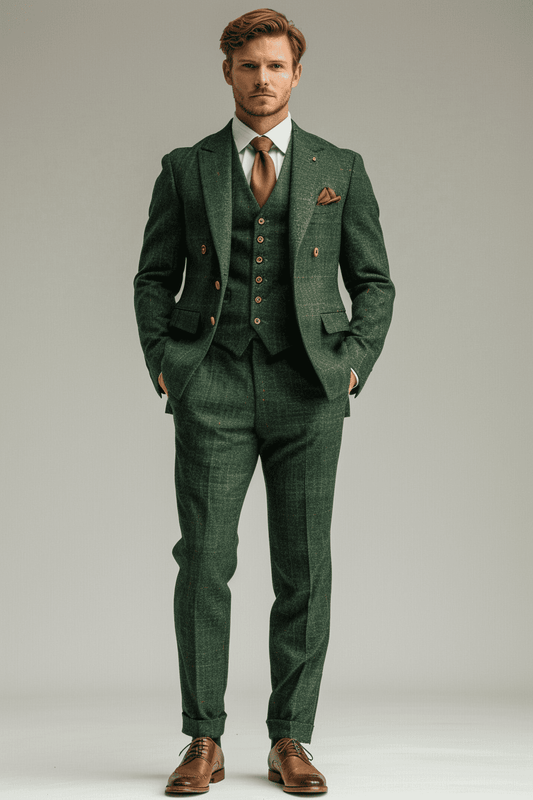 Forest Green Cotton Graduation Suit — Custom Made to Measure