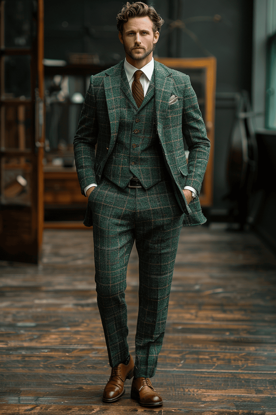 Forest Green Flannel Suit — Custom Made to Measure