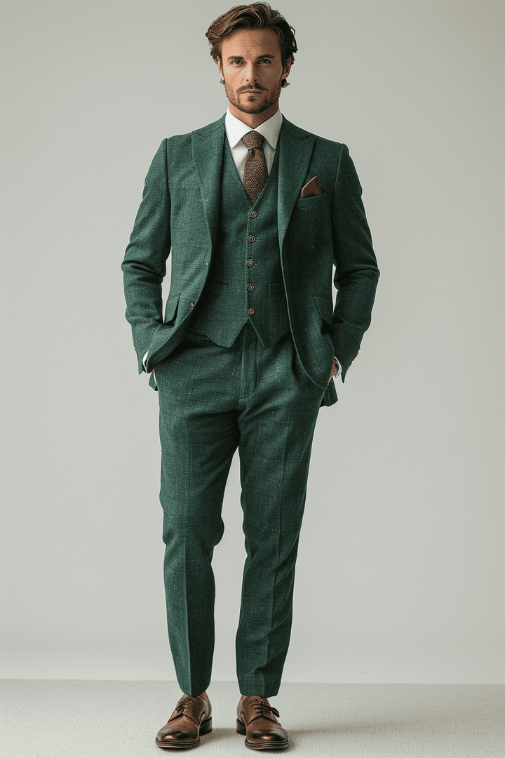 Forest Green Linen Suit