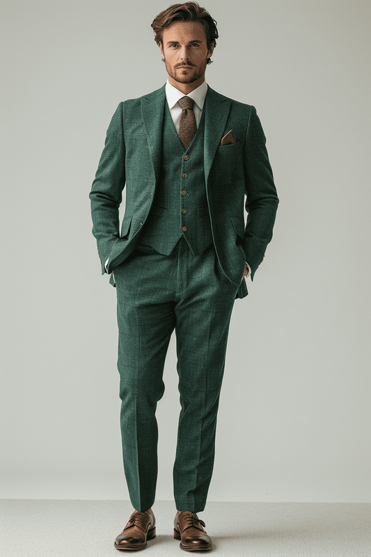 Forest Green Linen Graduation Suit — Custom Made to Measure