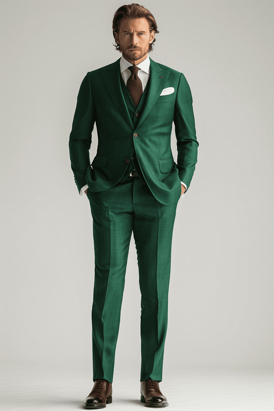 Forest Green Silk Blend Father of the Bride Suit — Custom Made