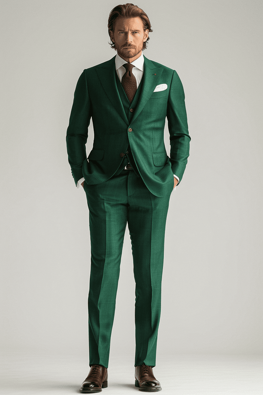 Forest Green Silk Blend Father of the Bride Suit — Custom Made
