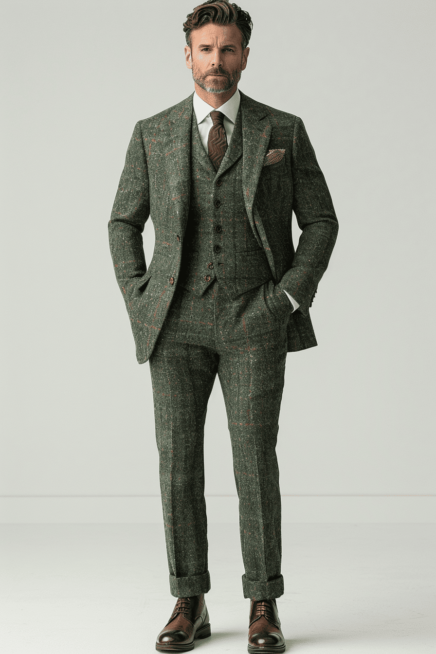 Forest Green Tweed Suit — Custom Made to Measure