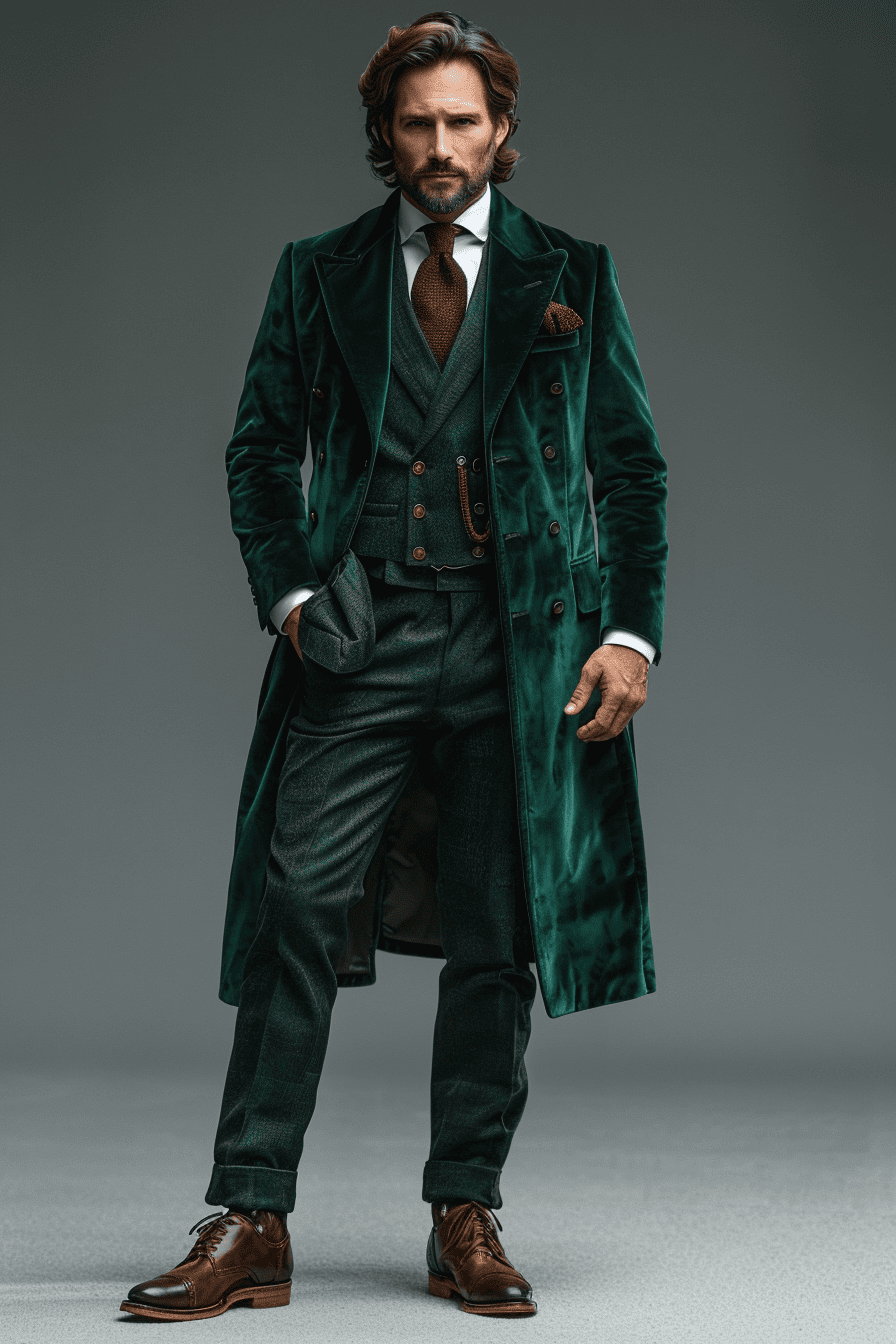 Forest Green Velvet Graduation Suit — Custom Made to Measure