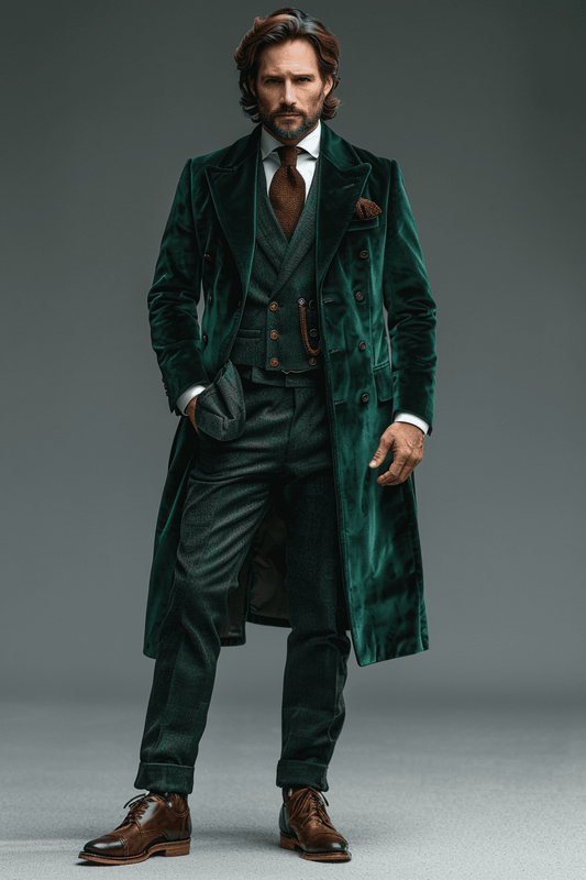 Forest Green Velvet Graduation Suit — Custom Made to Measure
