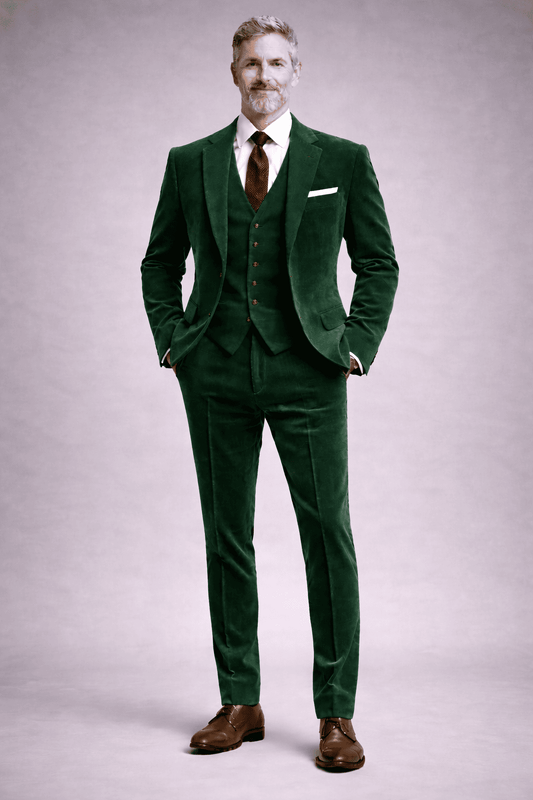 Forest Green Velvet Slim Fit Suit — Custom Made to Measure