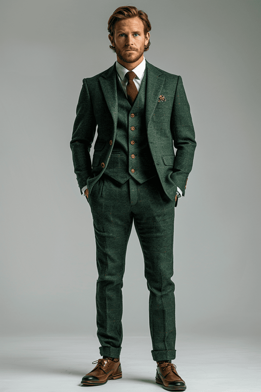 Forest Green Wool Graduation Suit — Custom Made to Measure