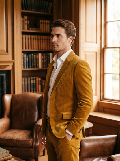 Gold Velvet Suit — Custom Made to Measure - side view