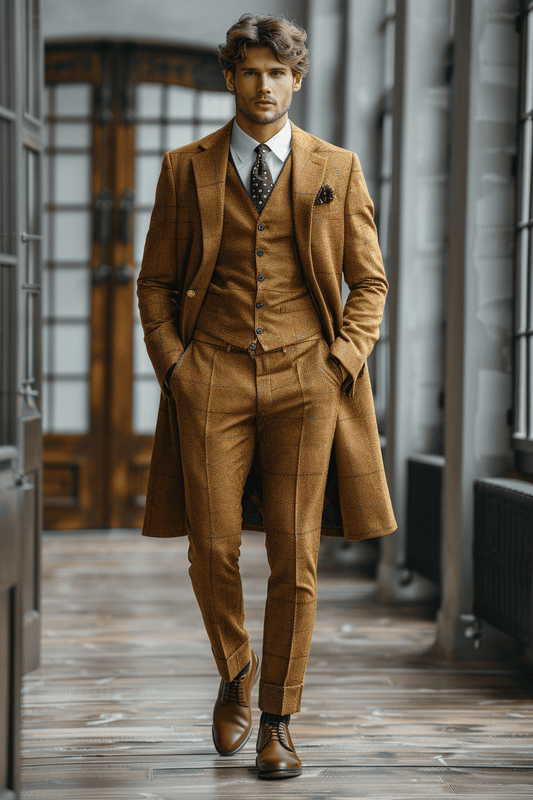 Gold Cashmere Blend Suit — Custom Made to Measure