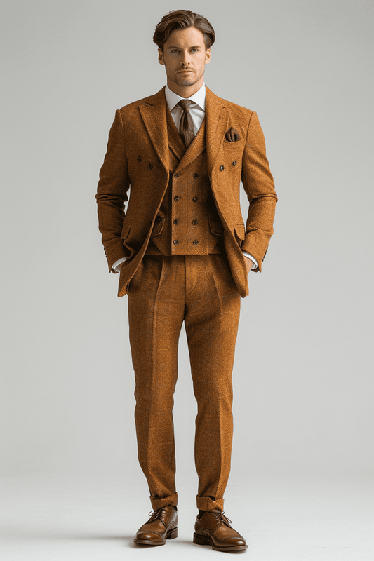 Gold Cotton Father of the Bride Suit — Custom Made