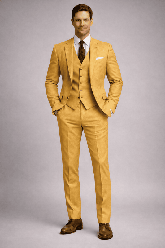 Gold Linen Father of the Bride Suit — Custom Made