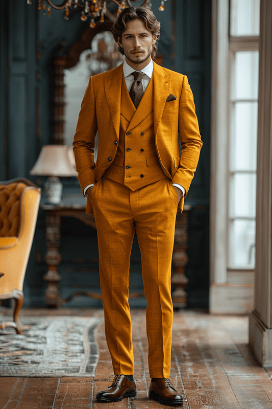 Gold Silk Blend Father of the Bride Suit — Custom Made
