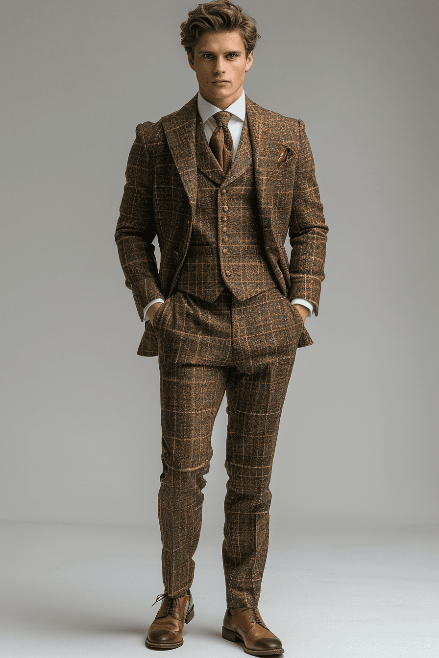 Gold Tweed Suit — Custom Made to Measure
