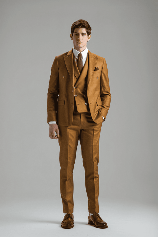 Gold Wool Graduation Suit — Custom Made to Measure