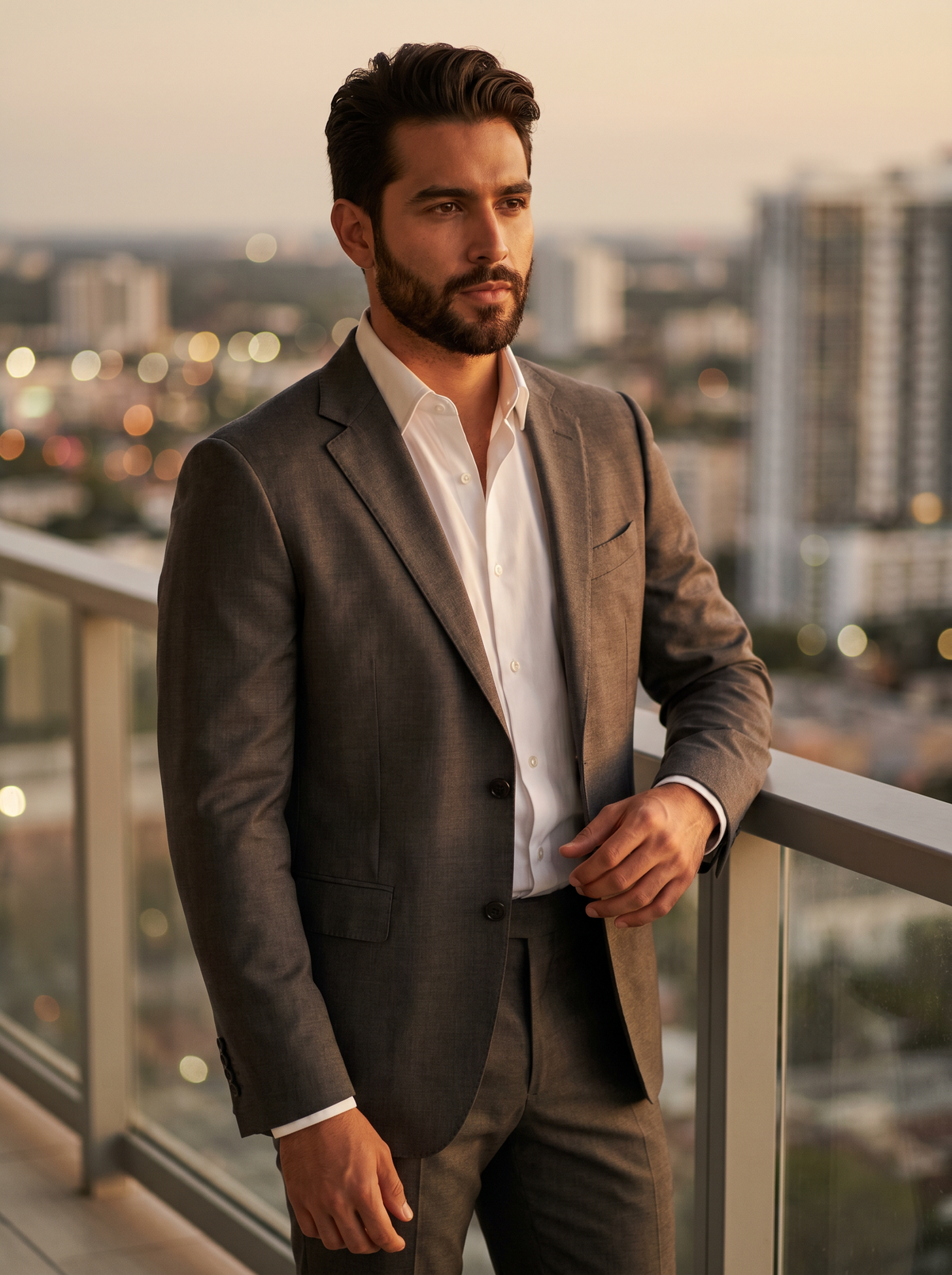 Graphite Gray Cotton Groomsmen Suit — Custom Made to Measure - front view