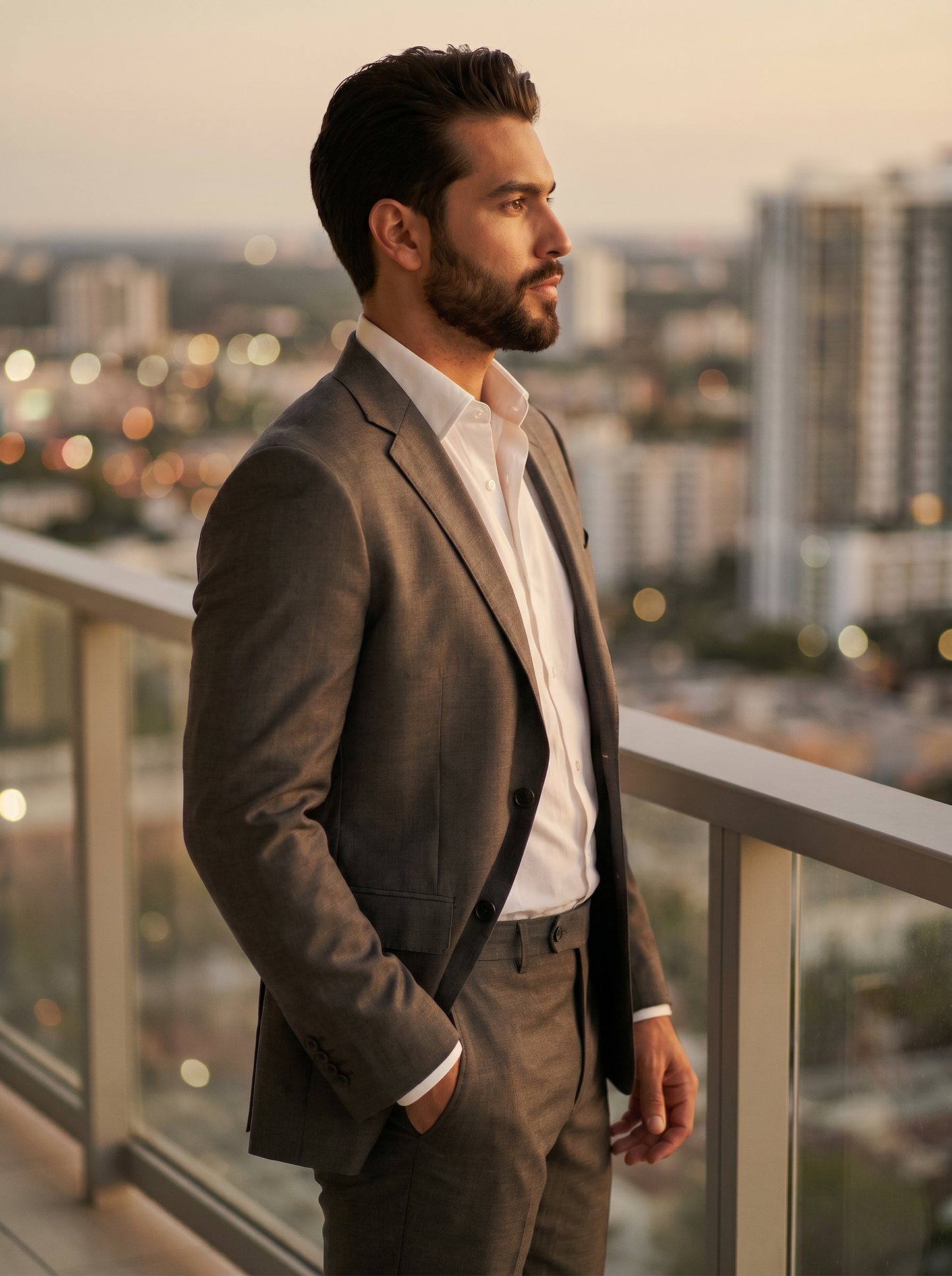 Graphite Gray Cotton Groomsmen Suit — Custom Made to Measure - side view