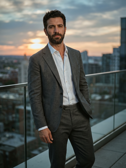 Graphite Gray Cotton Suit — Custom Made to Measure - front view