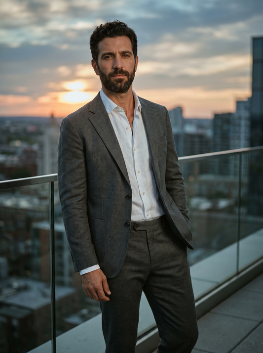 Graphite Gray Cotton Suit — Custom Made to Measure - front view