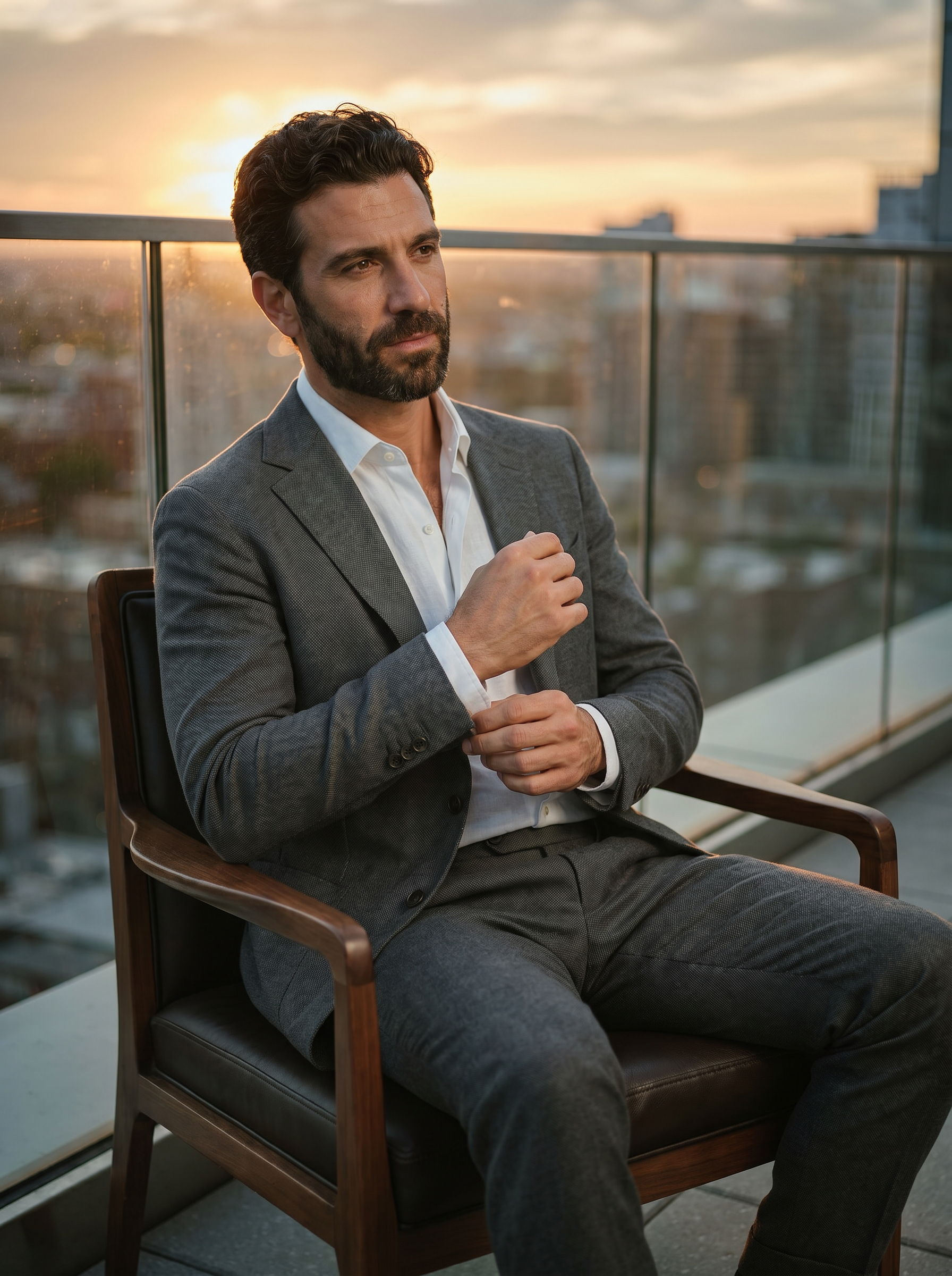 Graphite Gray Cotton Suit — Custom Made to Measure - seated view