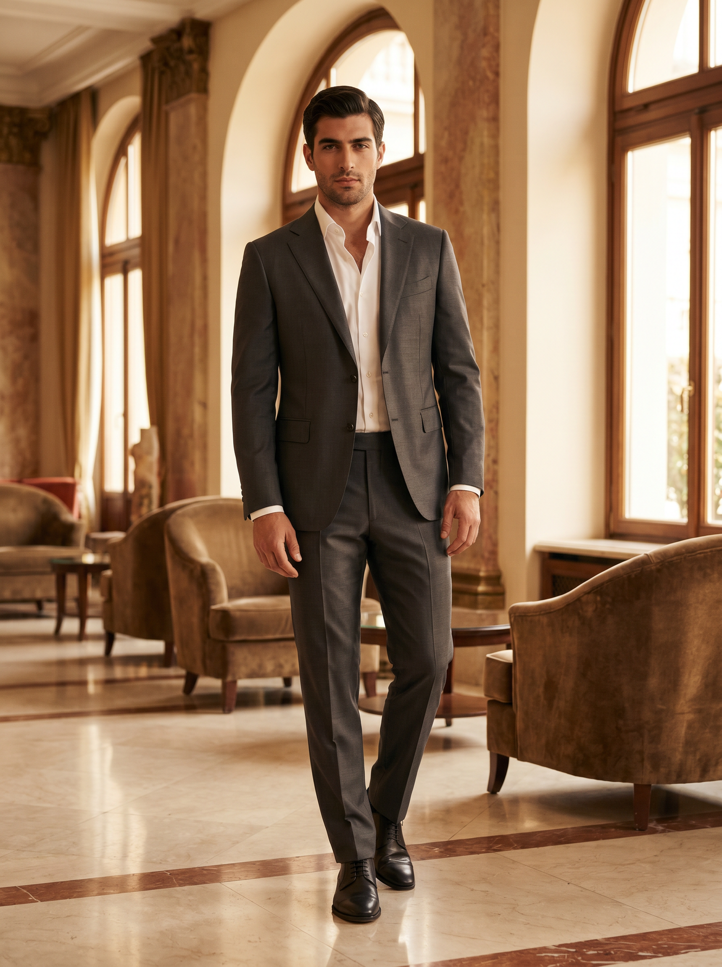 Graphite Gray Silk Blend Suit — Custom Made to Measure - front view