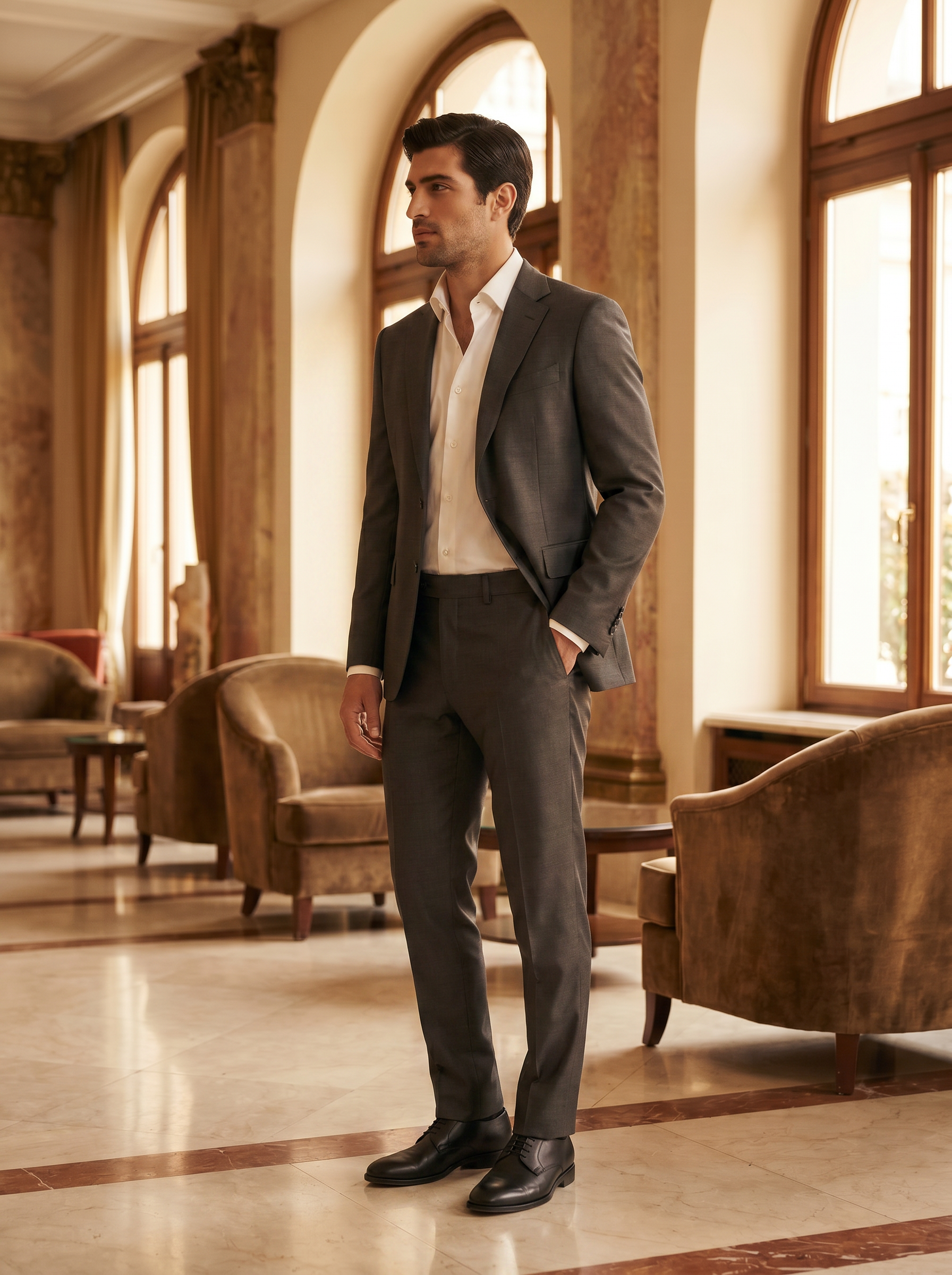 Graphite Gray Silk Blend Suit — Custom Made to Measure - side view