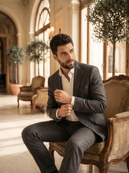 Graphite Gray Wool Suit — Custom Made to Measure - seated view