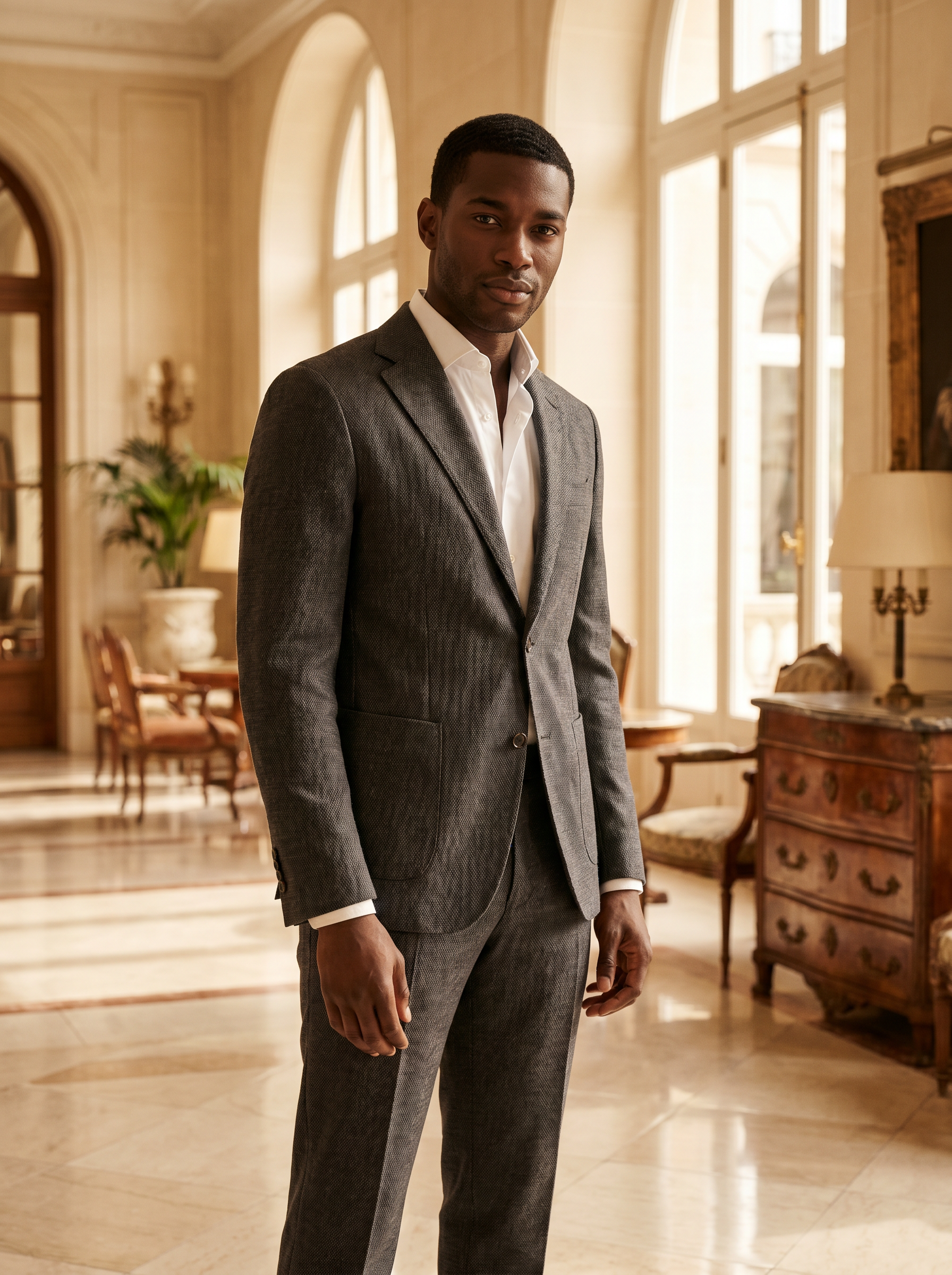 Gray Cotton Groomsmen Suit — Custom Made to Measure - front view