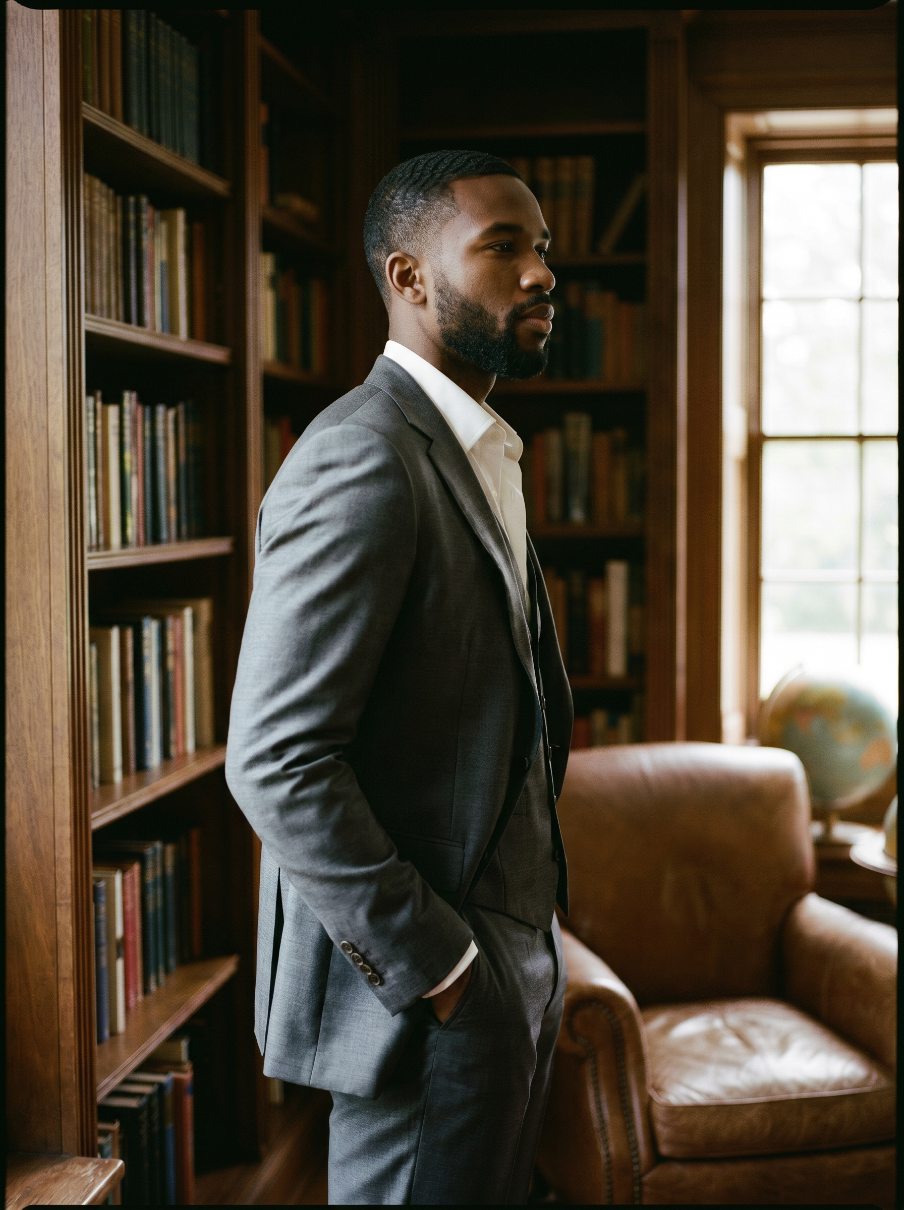 Gray Silk Blend 3-Piece Suit — Custom Made to Measure - side view