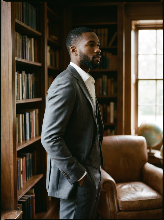 Gray Silk Blend 3-Piece Suit — Custom Made to Measure - side view