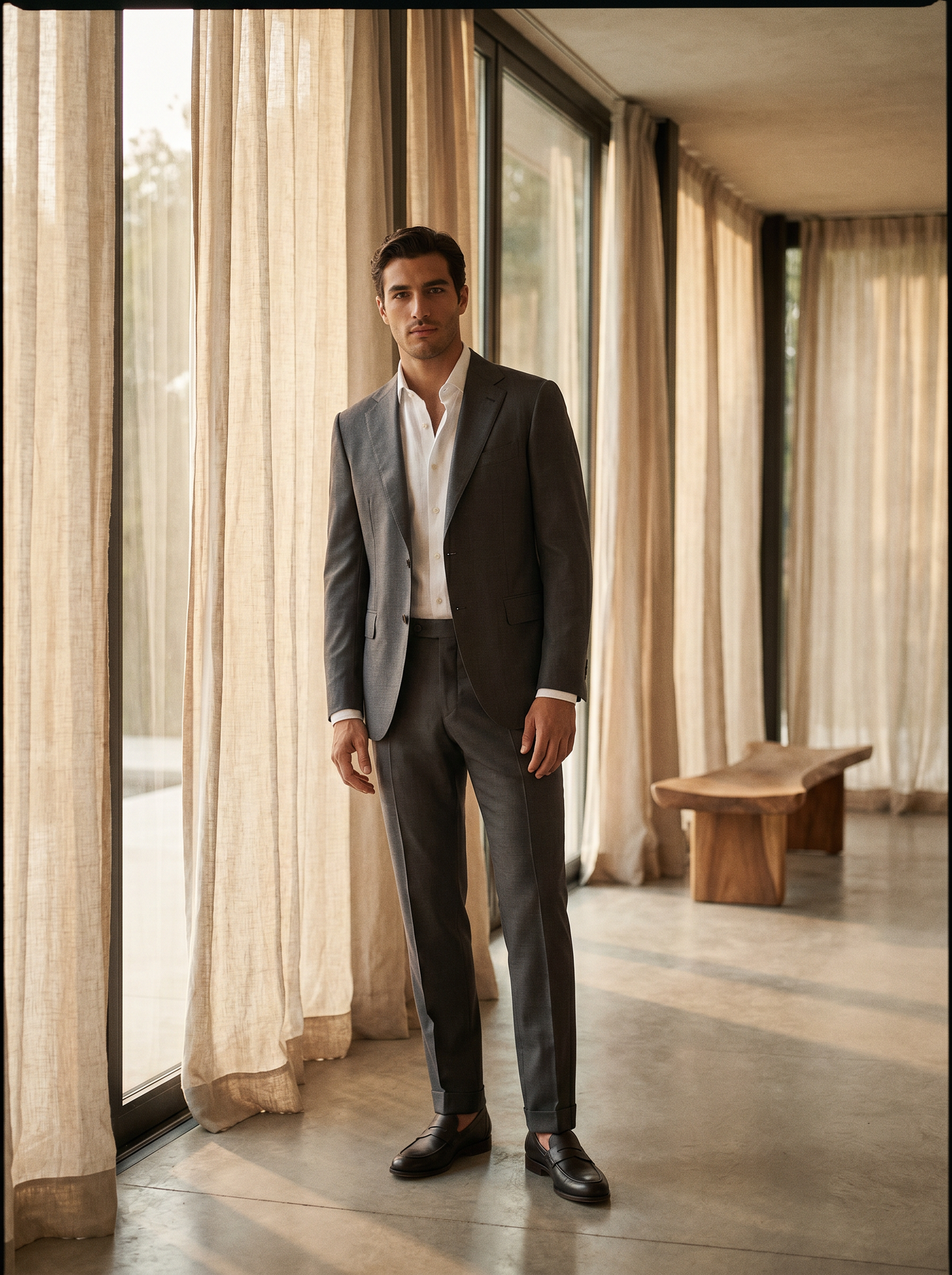 Gray Silk Blend Suit — Custom Made to Measure - front view