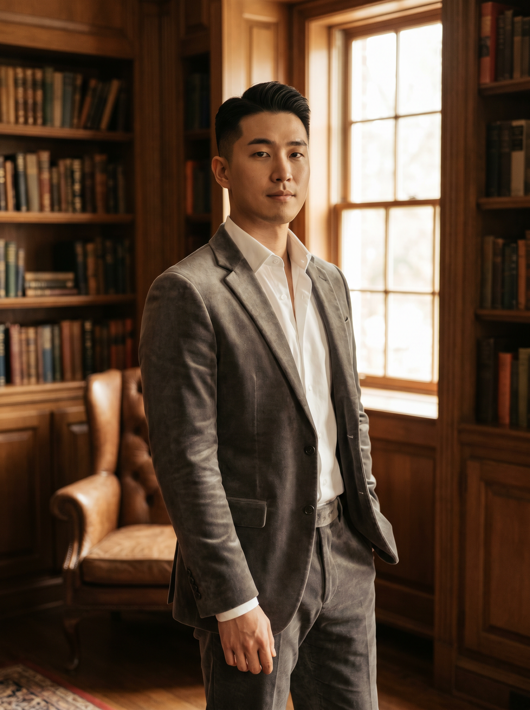 Gray Velvet Suit — Custom Made to Measure - front view