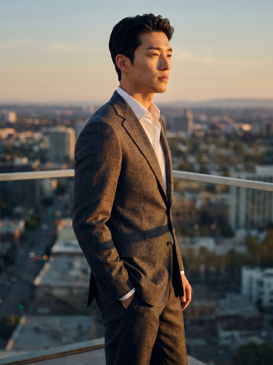 Gray Wool Suit — Custom Made to Measure - side view
