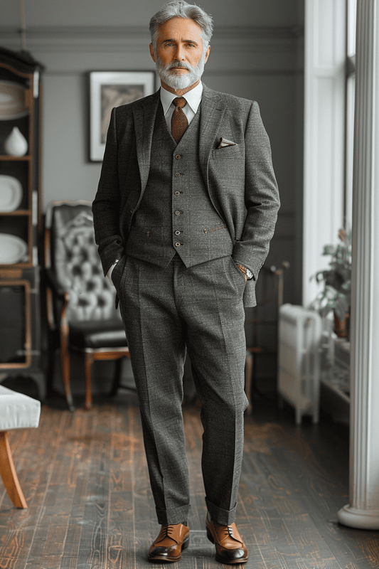Gray Cotton Father of the Bride Suit — Custom Made